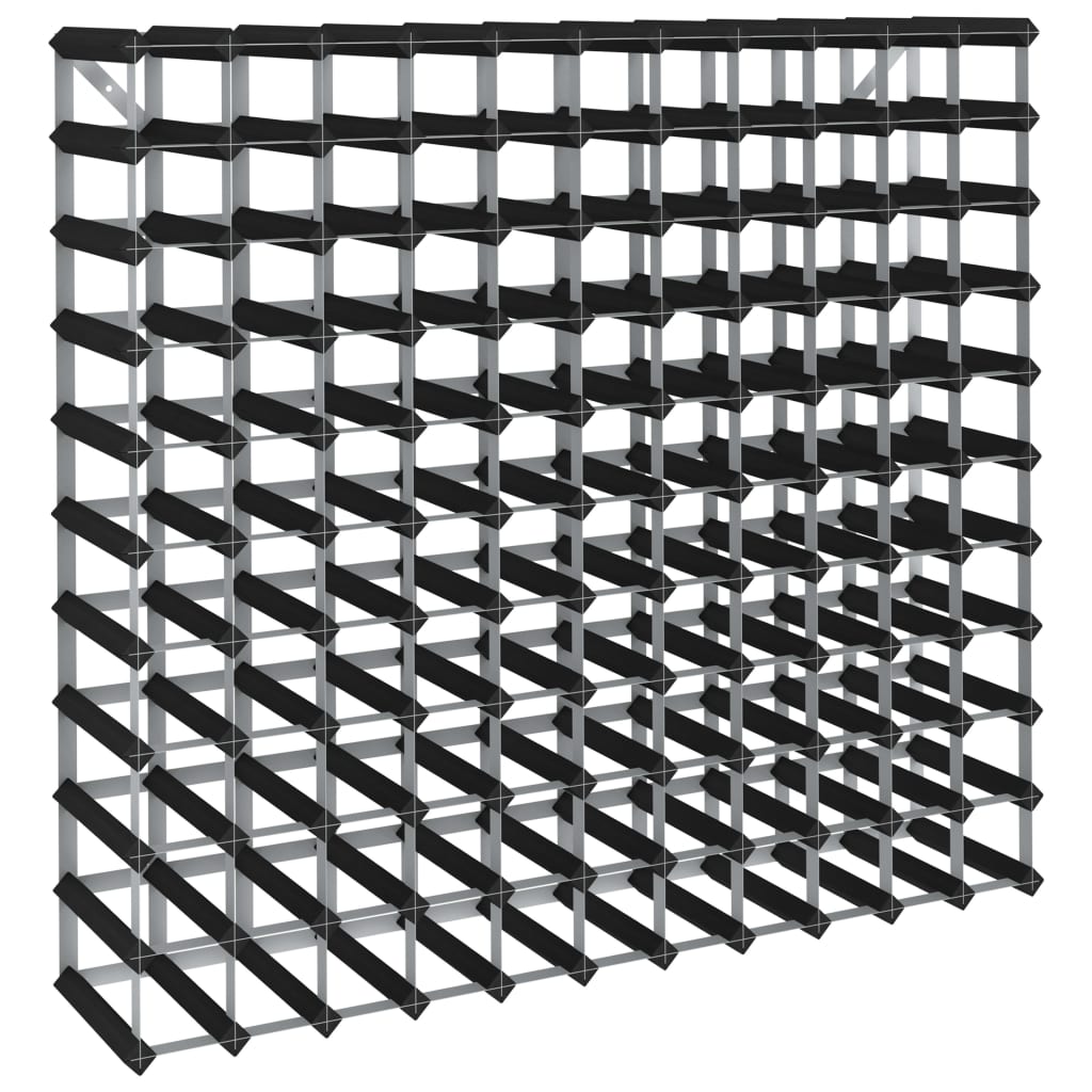 Wijnrek voor 120 flessen zwart massief grenenhout