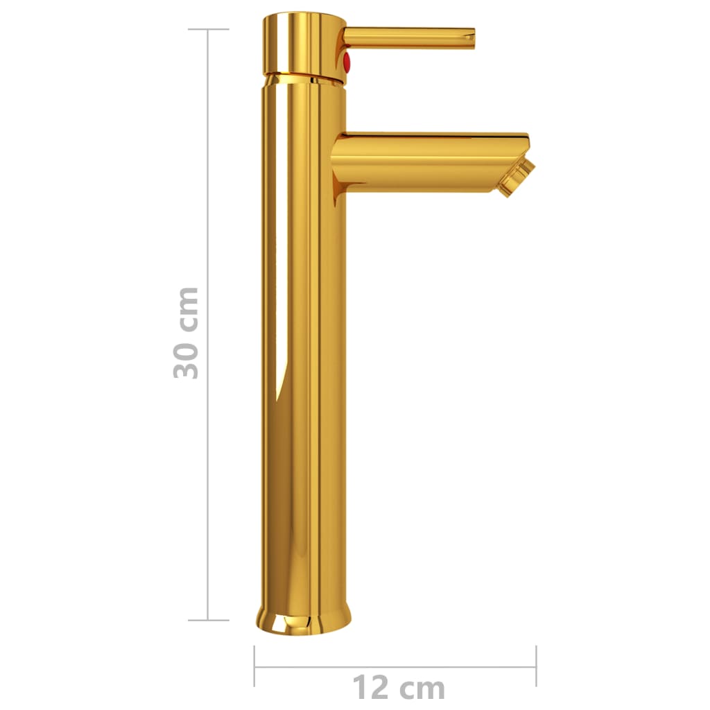 vidaXL Bathroom Mixer Tap Gold 12x30 cm