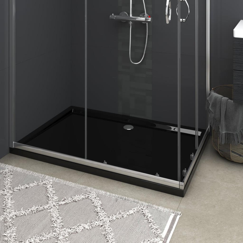 vidaXL Rectangular ABS Shower Base Tray Black 80x120 cm