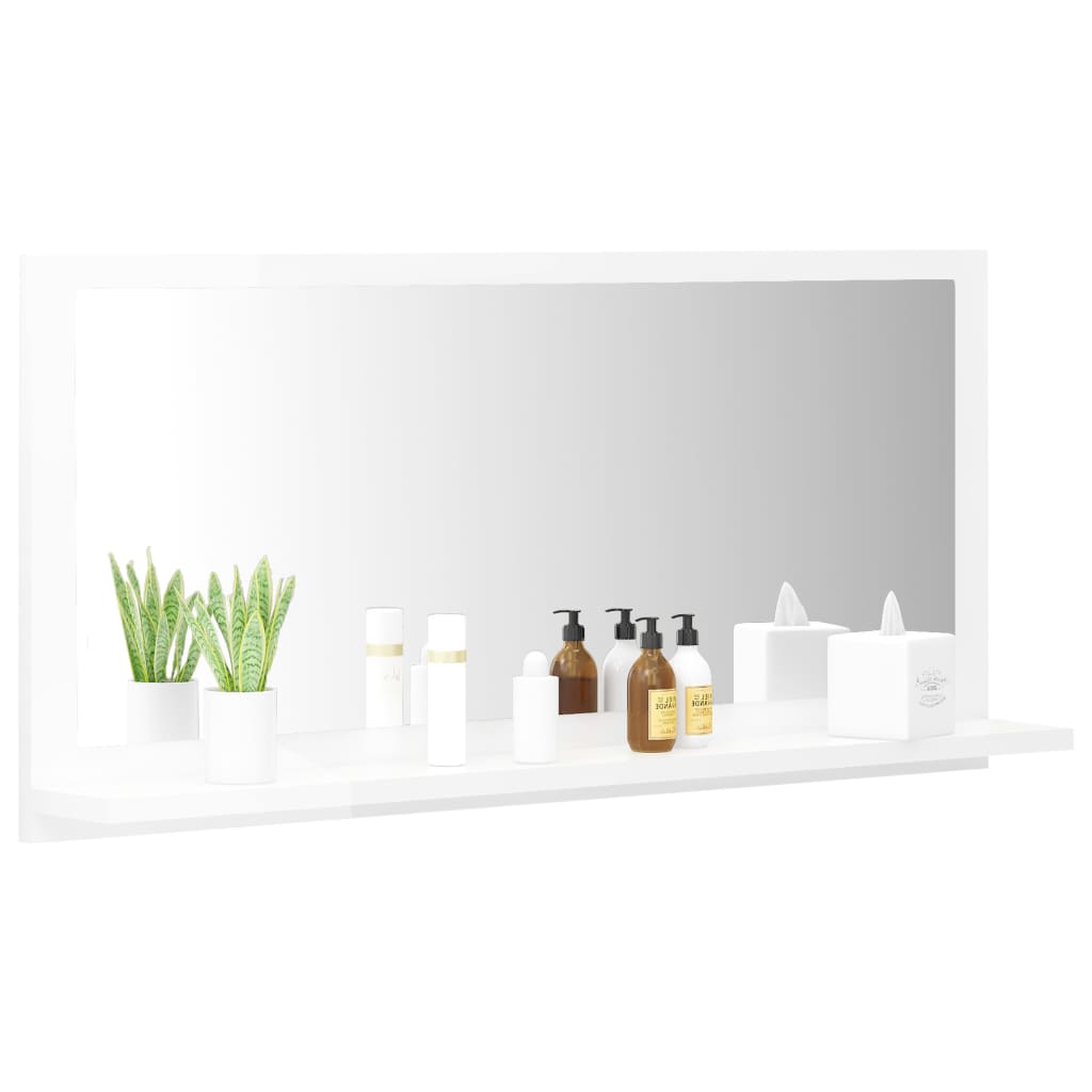 Miroir de salle de bain Blanc brillant 80x10,5x37 cm Bois d'ingénierie