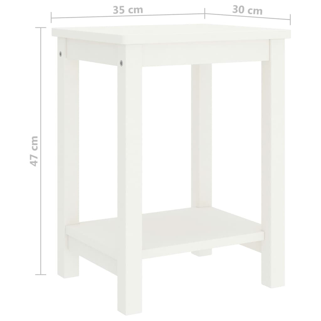 Table de Chevet Blanc 35x30x47 cm Pin Massif