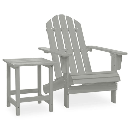Chaise Adirondack de jardin avec table en bois de sapin massif gris