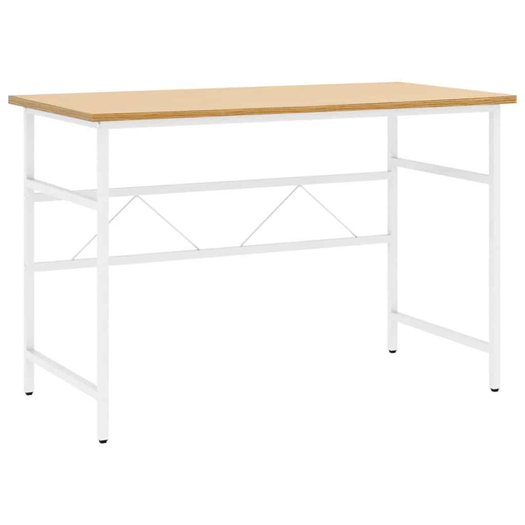 vidaXL Computer Desk White and Light Oak 105x55x72 cm MDF and Metal