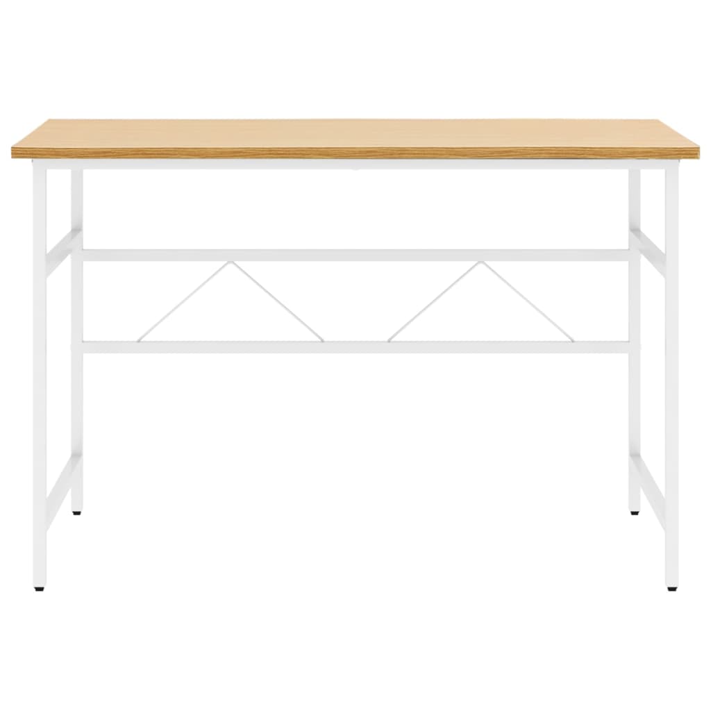 vidaXL Computer Desk White and Light Oak 105x55x72 cm MDF and Metal