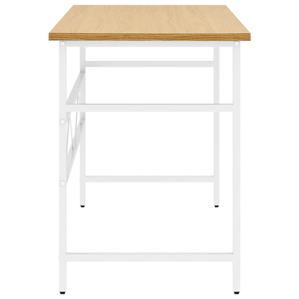 vidaXL Computer Desk White and Light Oak 105x55x72 cm MDF and Metal