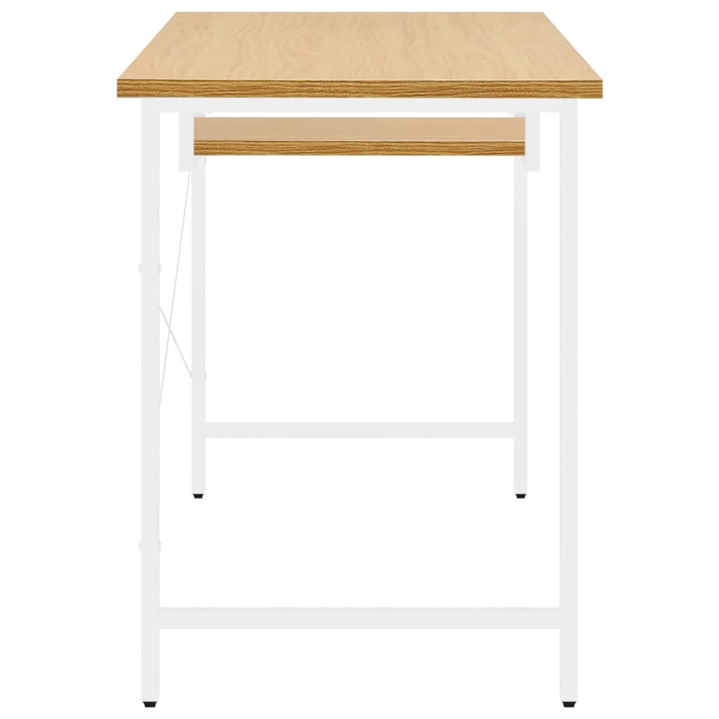 vidaXL Computer Desk White and Light Oak 105x55x72 cm MDF and Metal