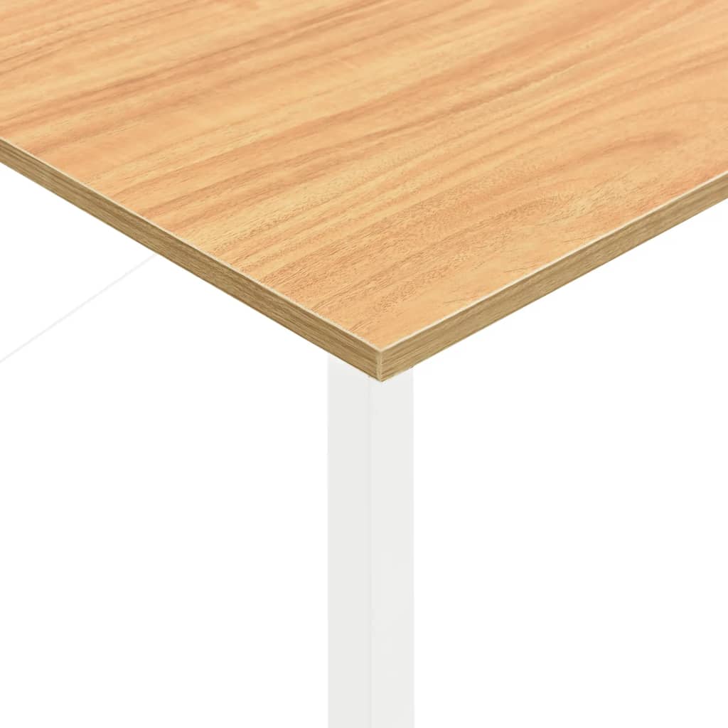 vidaXL Computer Desk White and Light Oak 105x55x72 cm MDF and Metal