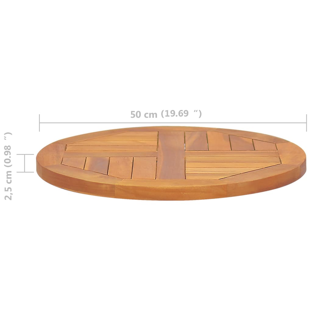 vidaXL Table Top Solid Teak Wood Round 2.5 cm 50 cm
