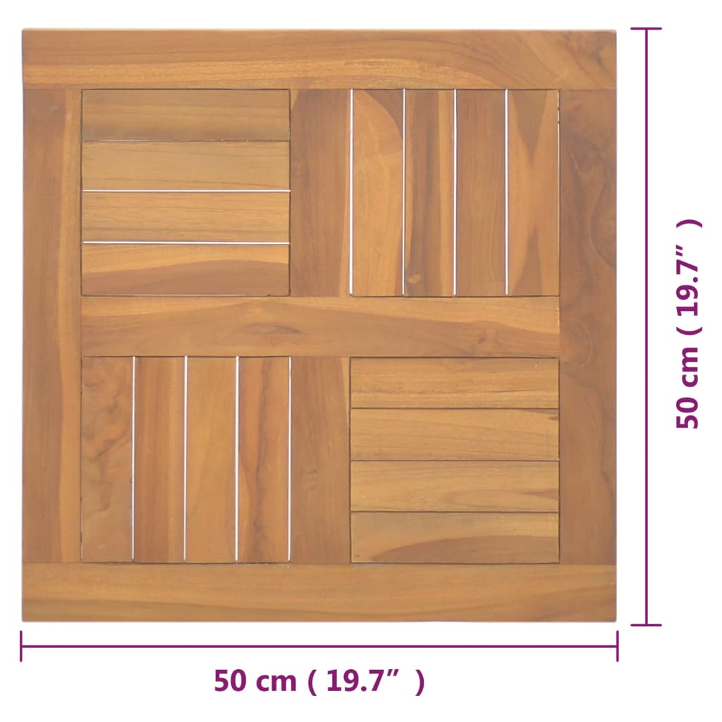 Vierkant Tafelblad 50x50x2,5 cm Massief Hout Teak