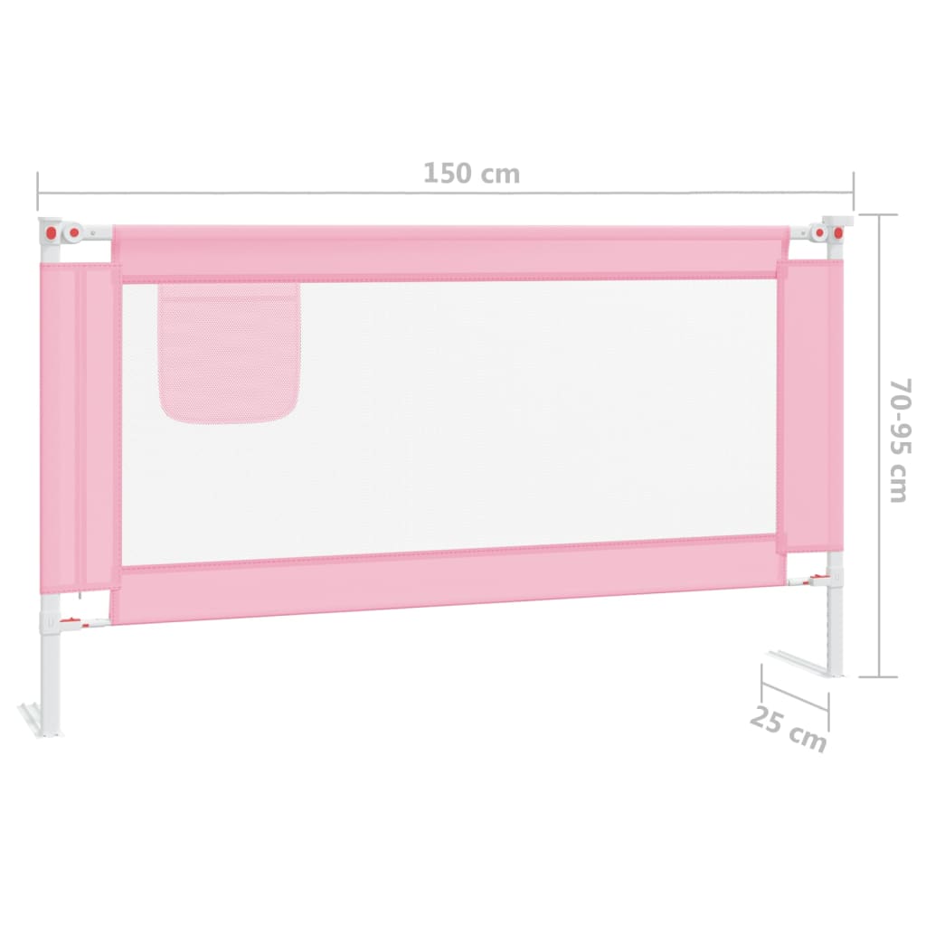 vidaXL Toddler Safety Bed Rail Pink 150x25 cm Fabric