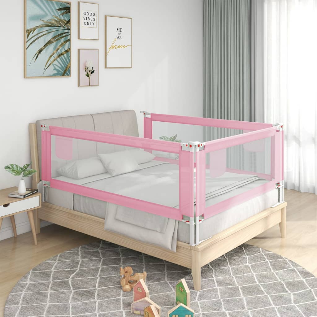 vidaXL Toddler Safety Bed Rail Pink 150x25 cm Fabric