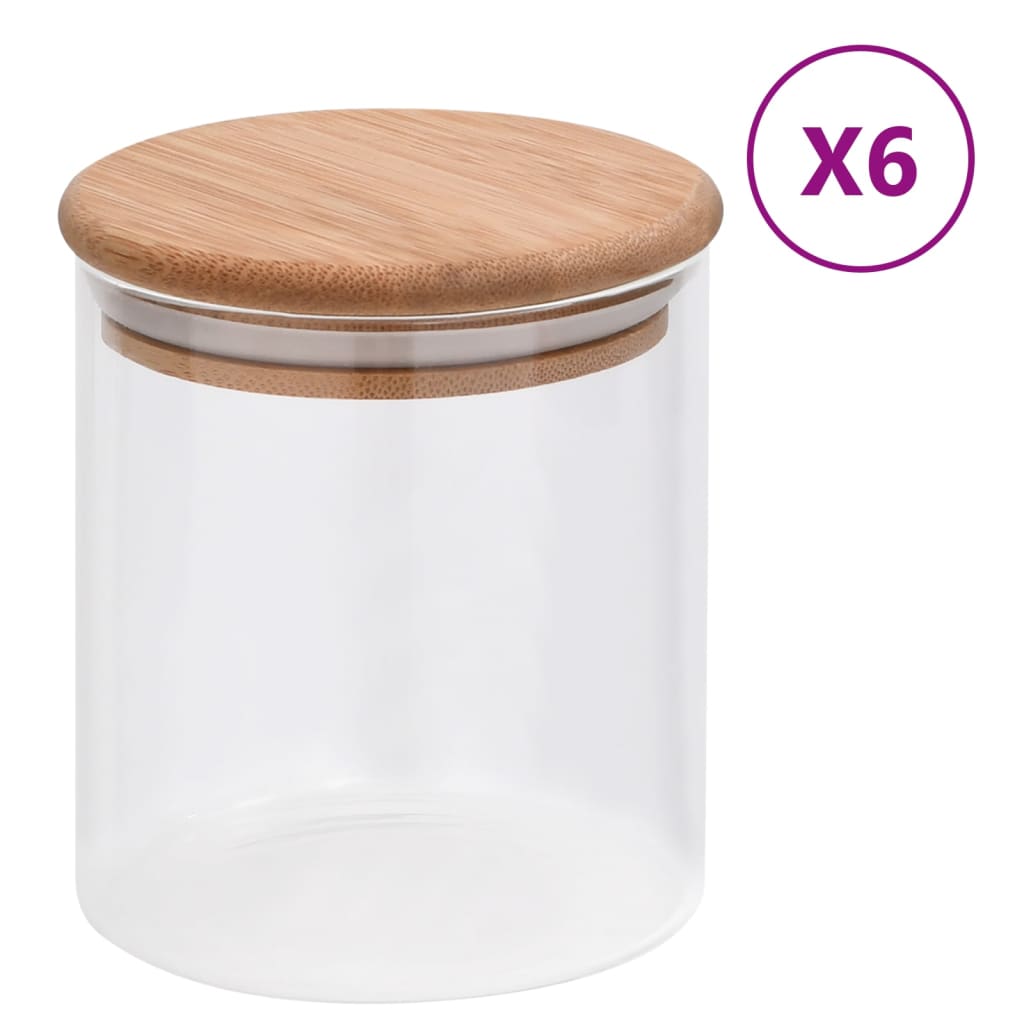 vidaXL Storage Glass Jars with Bamboo Lid 6 pcs 600 ml