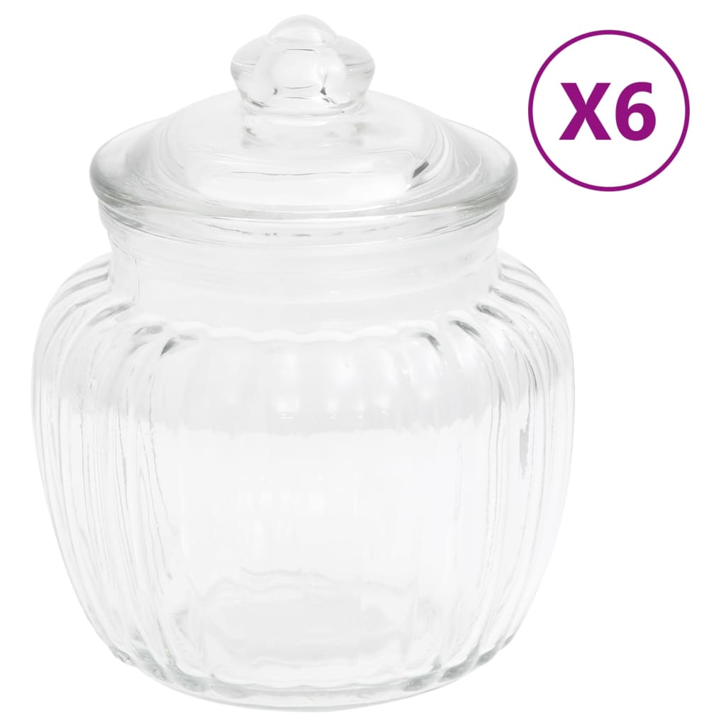 vidaXL Storage Jars 6 pcs 500 ml Glass