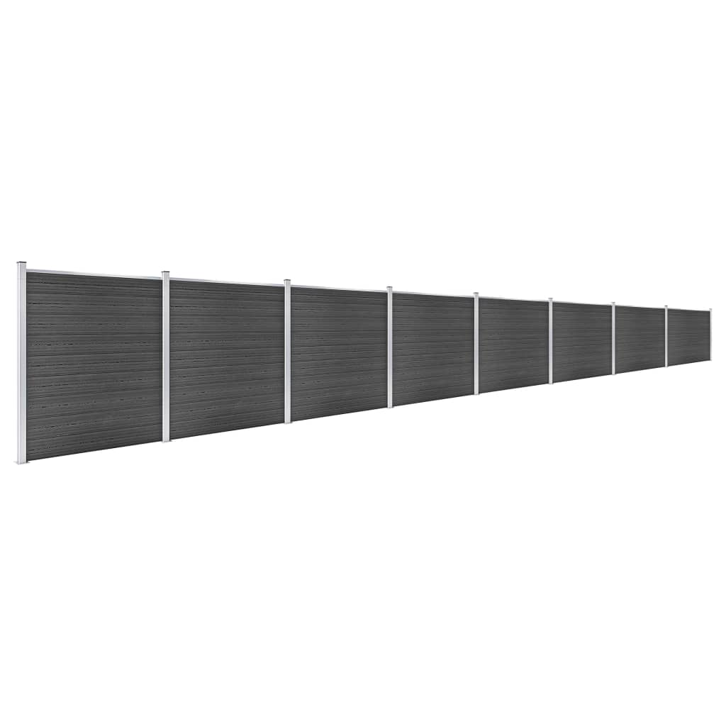 Ensemble de panneaux de clôture WPC 1391x186 cm Noir