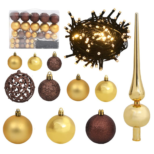 61-delige kerstballenset met klep en 150 LED's goud en brons