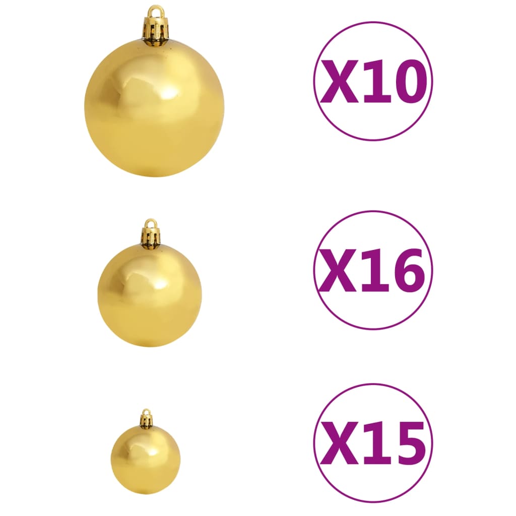 Ensemble de 120 boules de Noël avec visière et 300 DEL or et bronze
