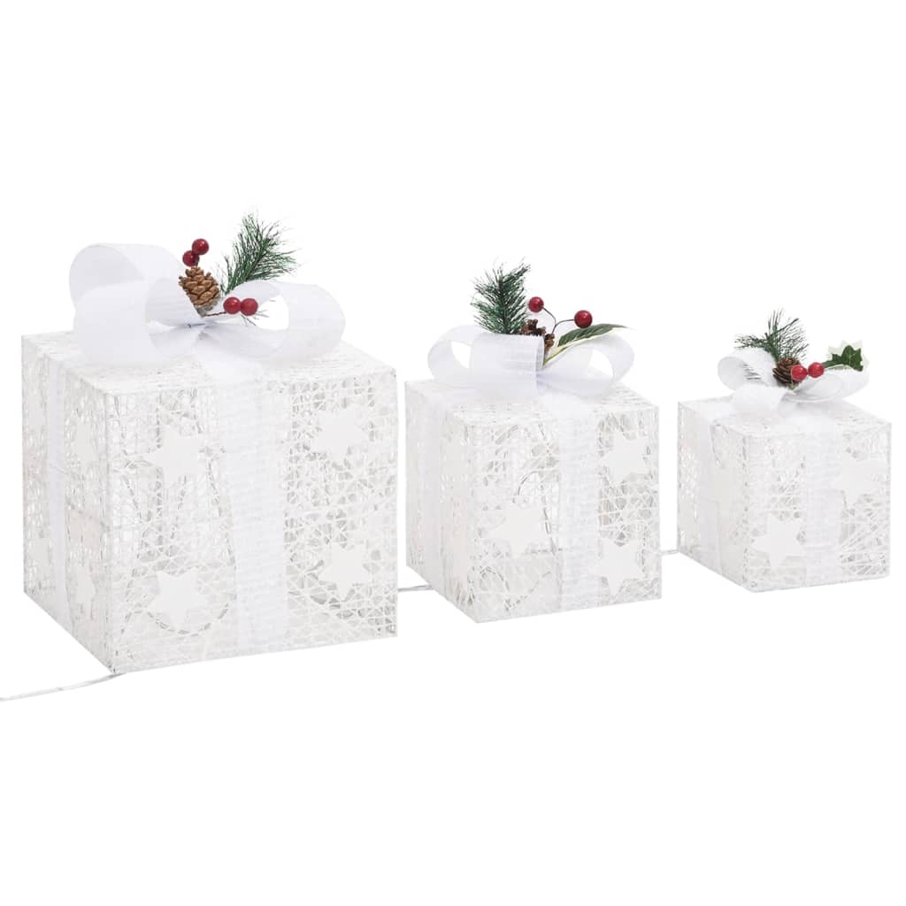 Decoratieve Kerst Geschenkdozen 3 stuks Wit Buiten Binnen