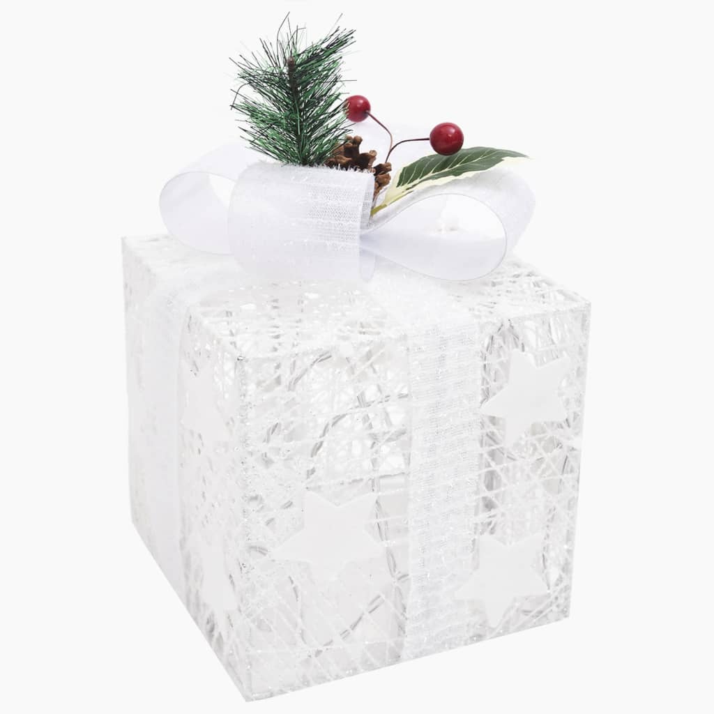Decoratieve Kerst Geschenkdozen 3 stuks Wit Buiten Binnen