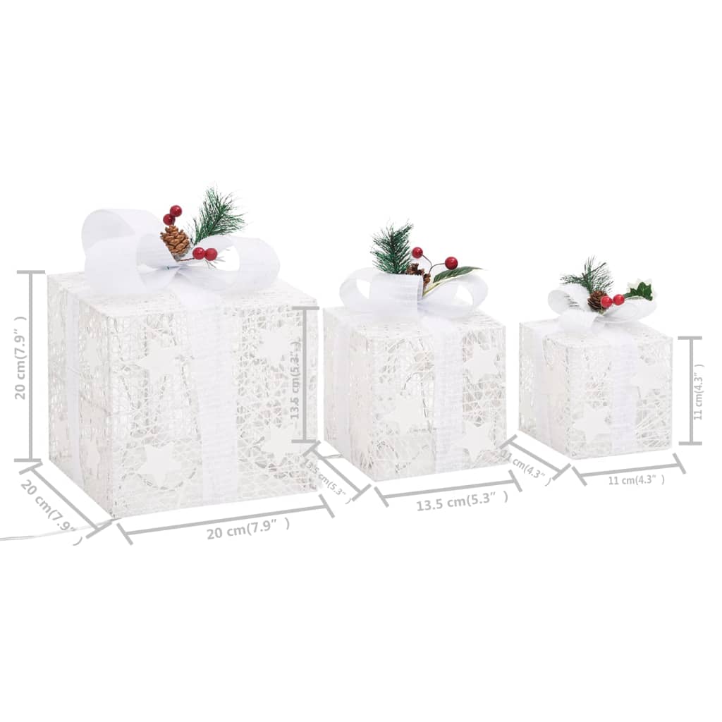 Coffrets cadeaux de Noël décoratifs 3 pcs Blanc Extérieur Intérieur