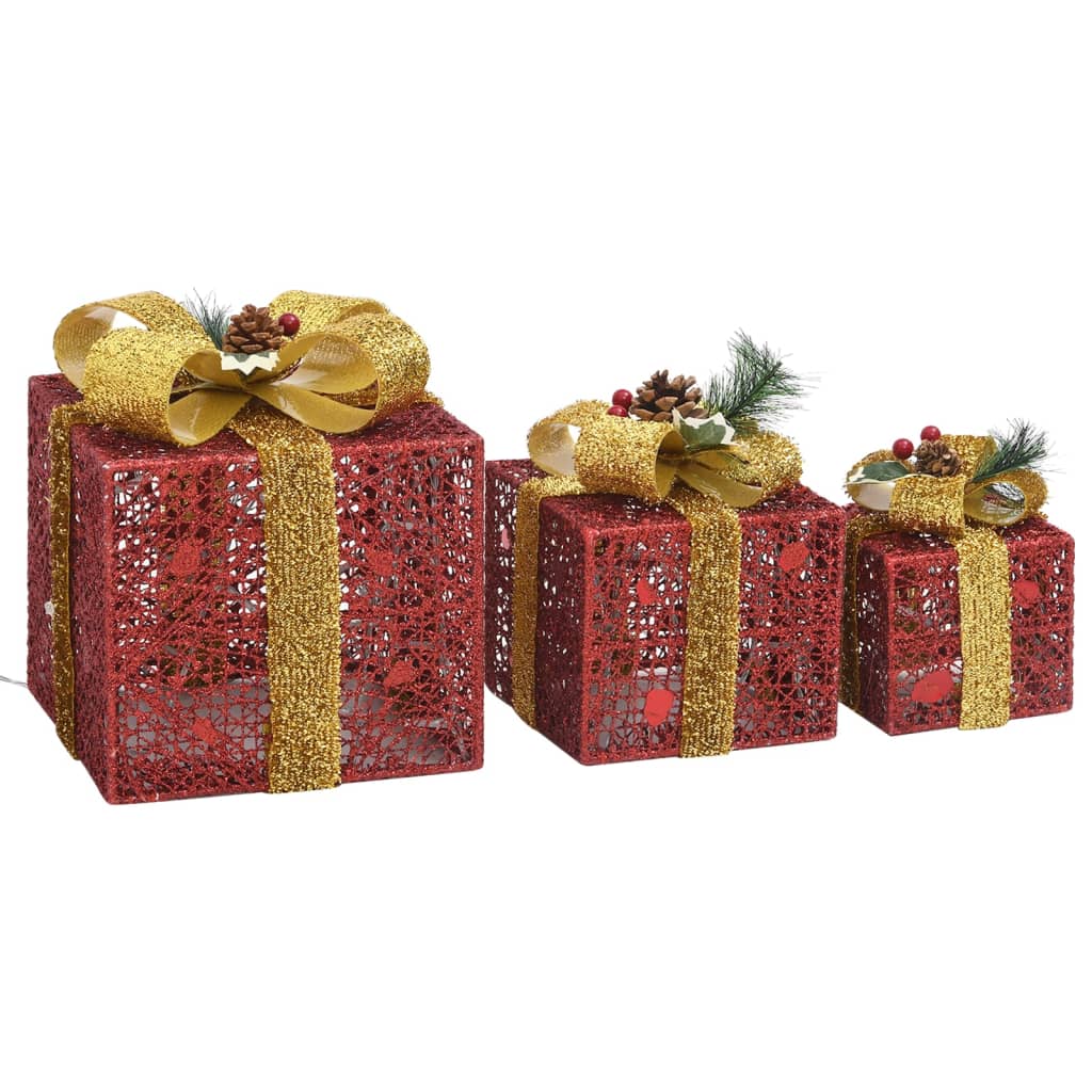 Decoratieve Kerst Geschenkdozen 3 stuks Rood Buiten Binnen