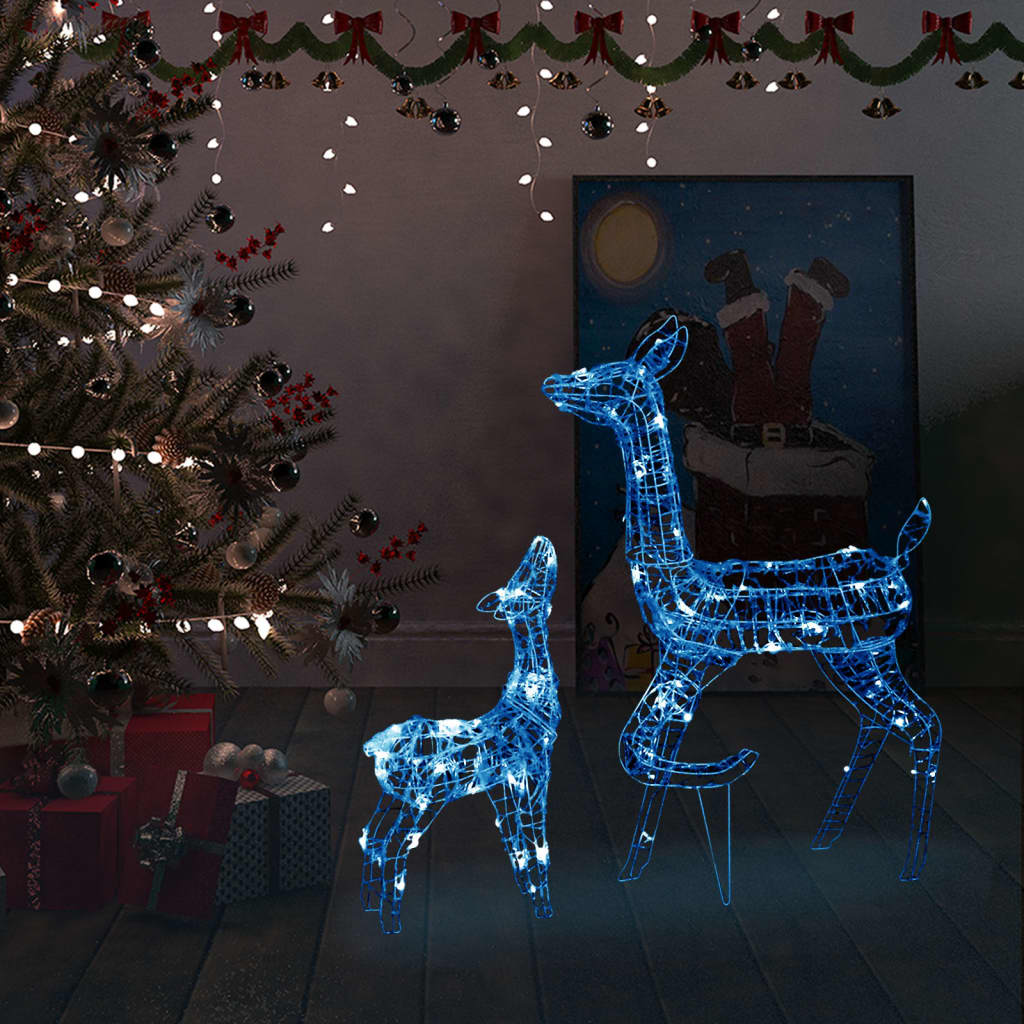 Décoration de Noël Famille Renne Acrylique 160 LED Bleu