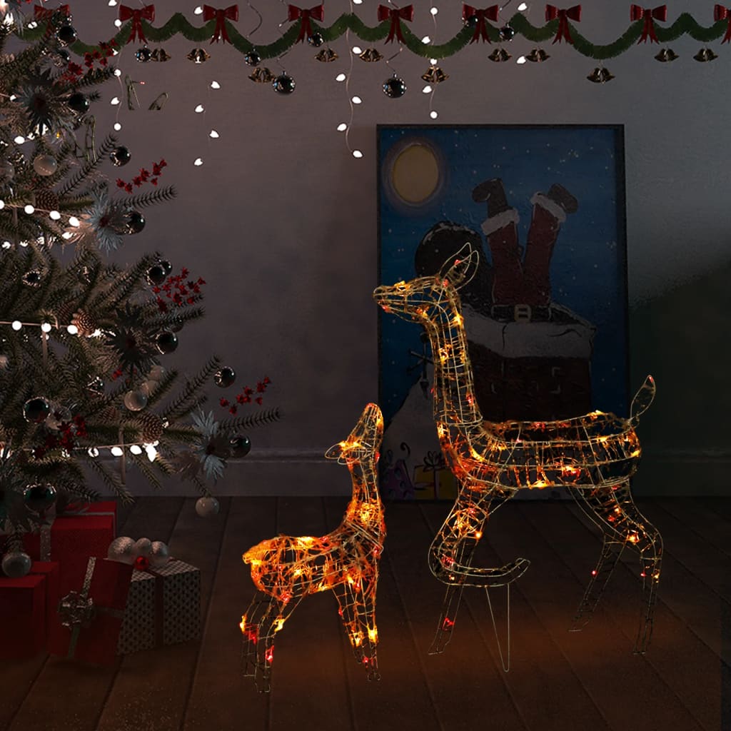Acryl Rendieren Familie Kerstdecoratie 160 LED Kleurrijk