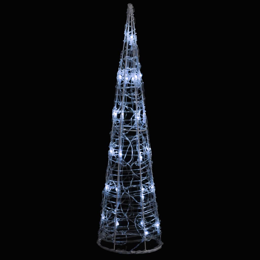 Pyramide Décorative Acrylique LED Cône Lumineux Blanc Froid 60 cm