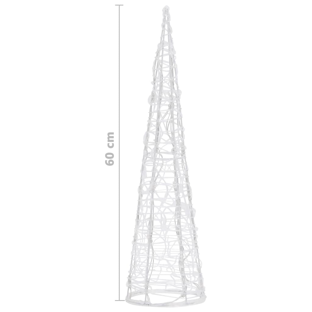 Pyramide Décorative Acrylique LED Cône Lumineux Blanc Froid 60 cm