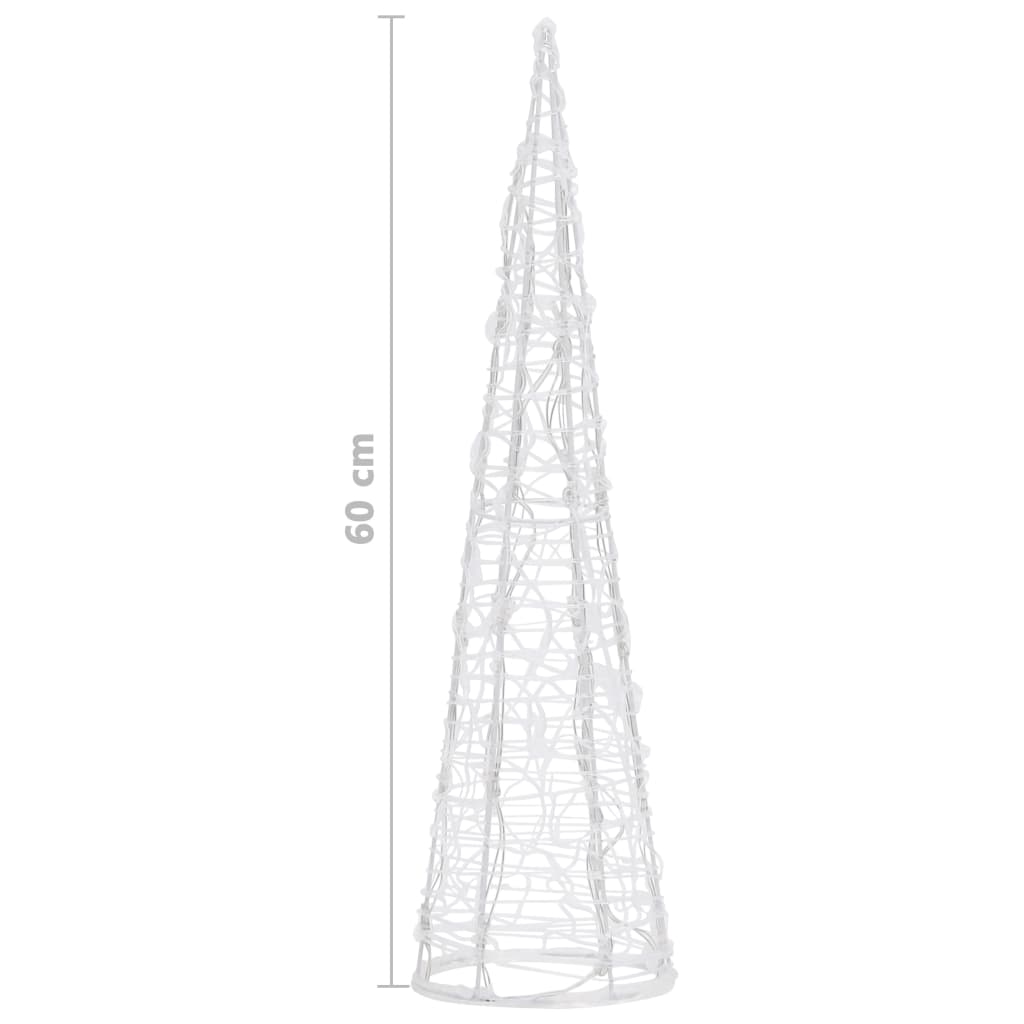 vidaXL Acrylic Decorative Pyramid LED Light Cone Cold White 60 cm