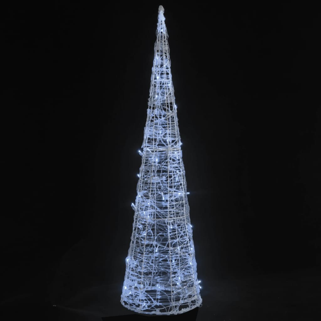 Pyramide Décorative Acrylique LED Cône Lumineux Blanc Froid 90 cm