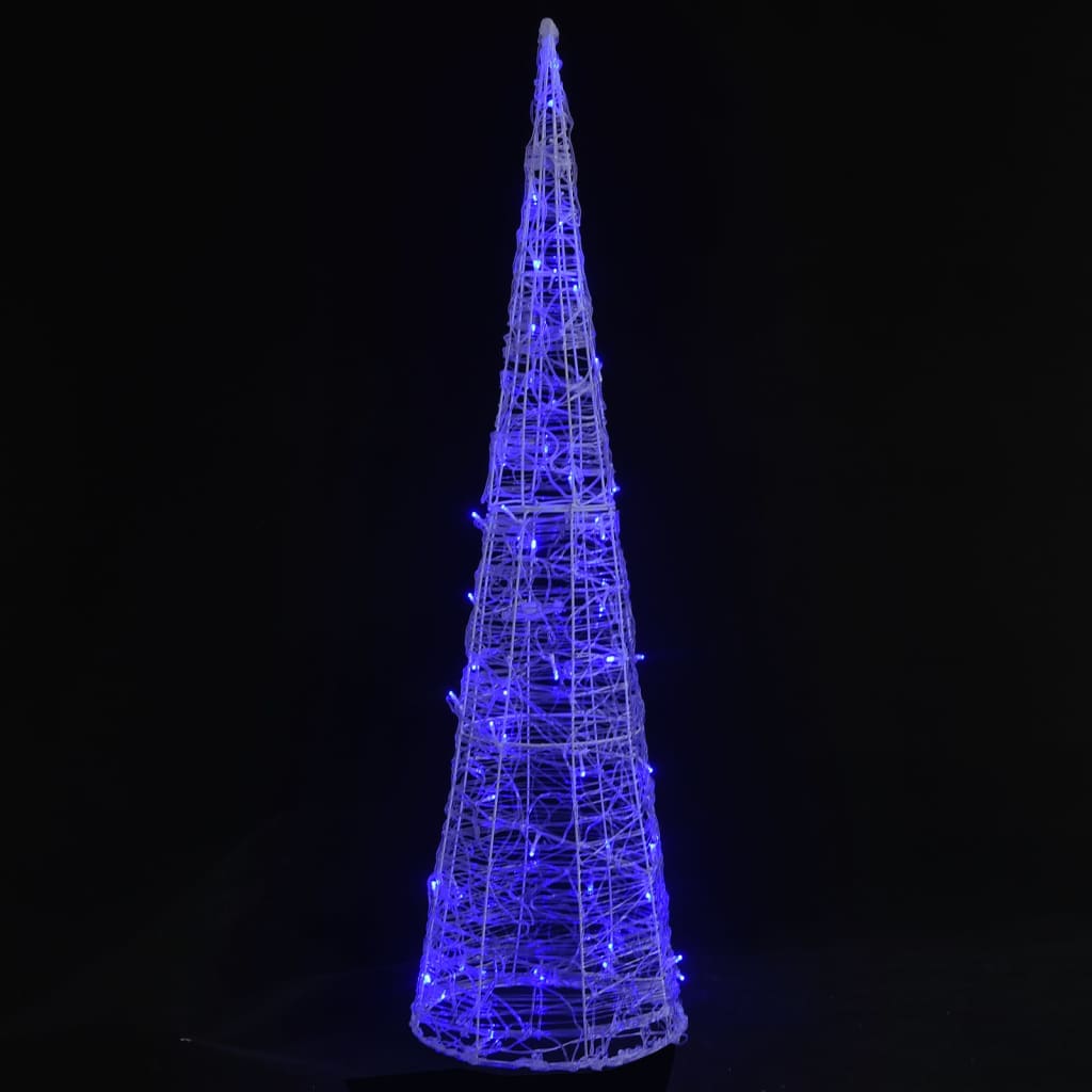 Pyramide Décorative Acrylique LED Cône Lumineux Bleu 90 cm