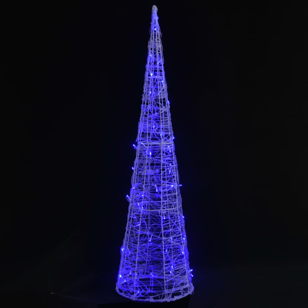 Pyramide Décorative Acrylique LED Cône Lumineux Bleu 120 cm