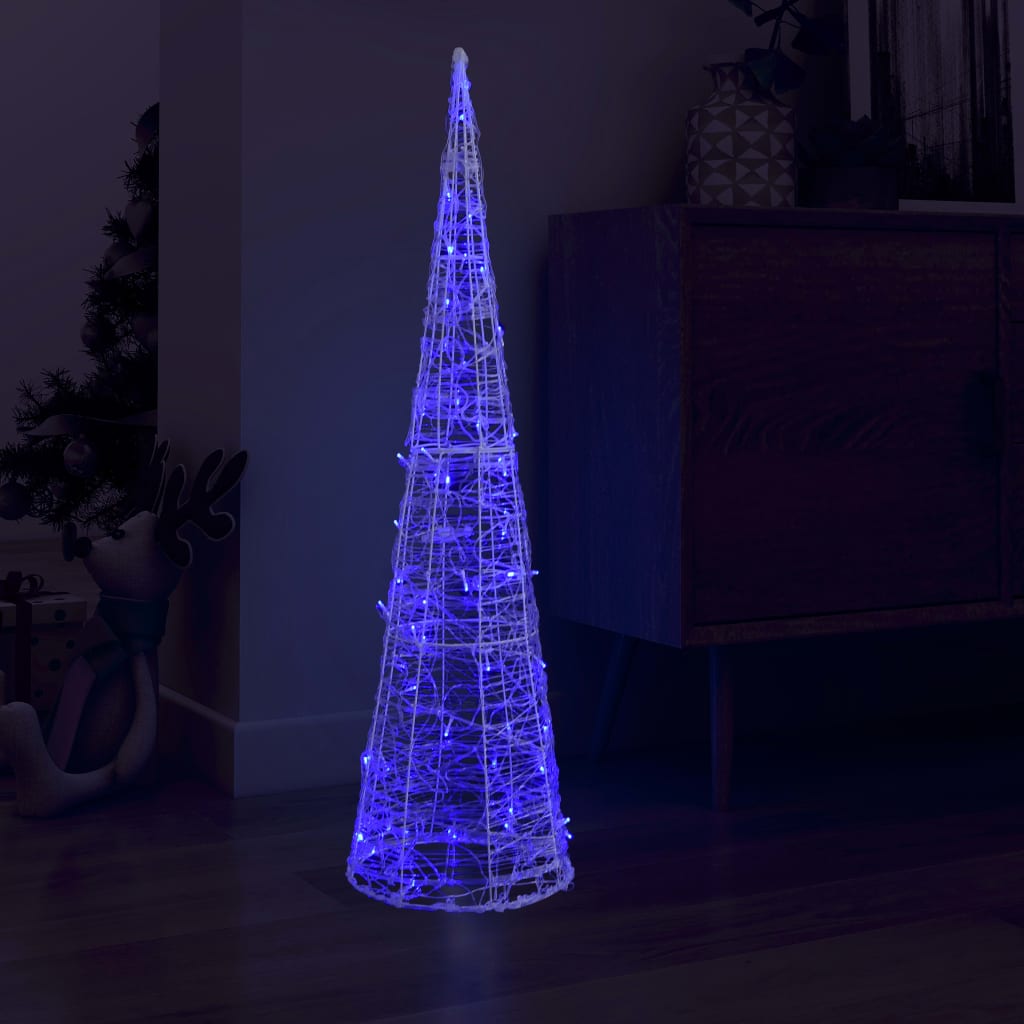 Pyramide Décorative Acrylique LED Cône Lumineux Bleu 120 cm