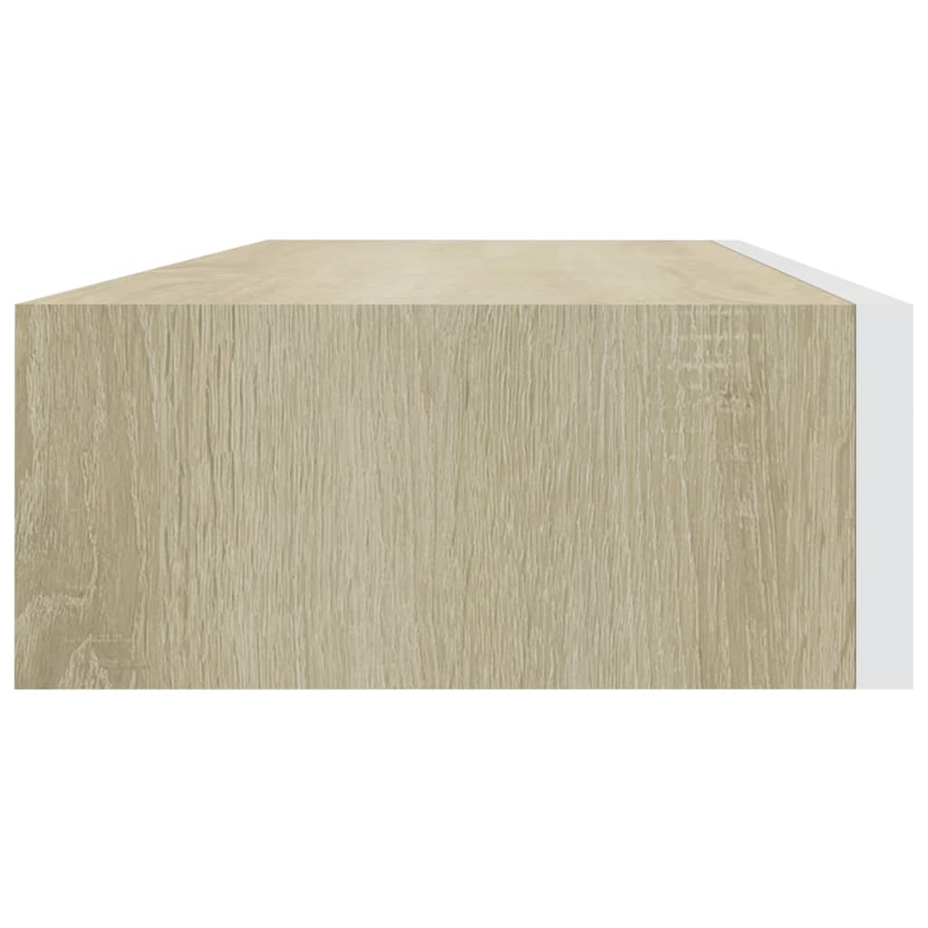 vidaXL Wall-mounted Drawer Shelf Oak and White 60x23.5x10cm MDF