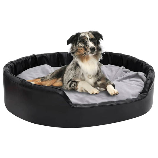 vidaXL Dog Bed Black and Grey 99x89x21 cm Plush and Faux Leather