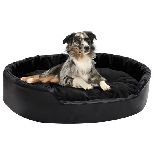 vidaXL Dog Bed Black 90x79x20 cm Plush and Faux Leather