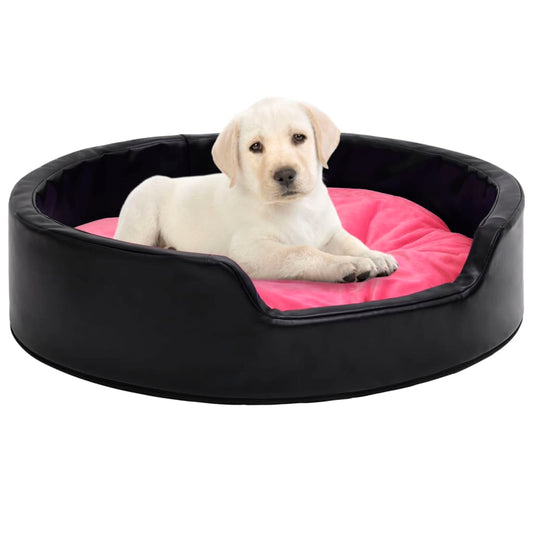 vidaXL Dog Bed Black and Pink 99x89x21 cm Plush and Faux Leather