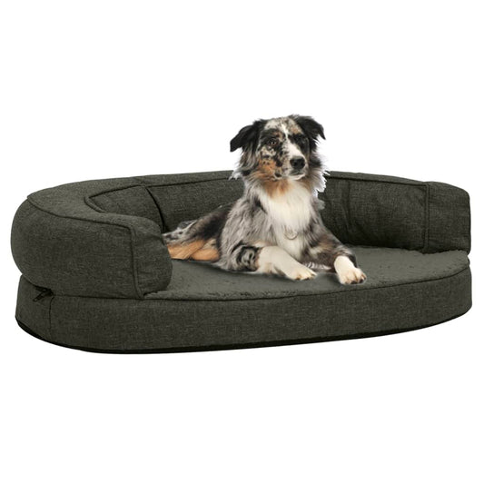 vidaXL Ergonomic Dog Bed Mattress 75x53 cm Linen Look Fleece Dark Grey