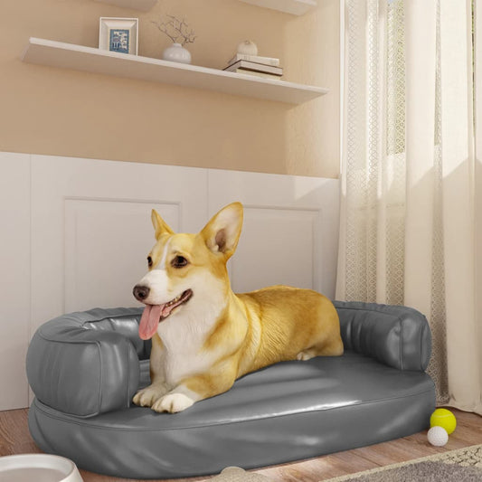 vidaXL Ergonomic Foam Dog Bed Grey 75x53 cm Faux Leather