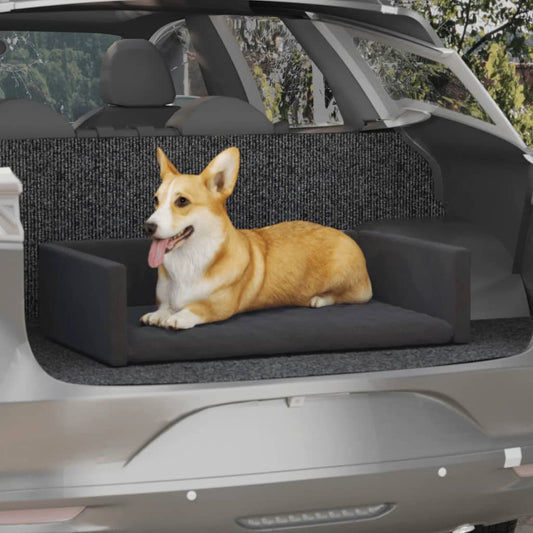 vidaXL Dog Car Boot Black 70x45 cm Linen Look