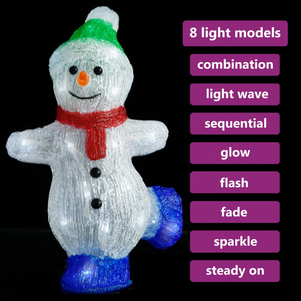 Figure de bonhomme de neige acrylique de Noël LED intérieur et extérieur 30cm