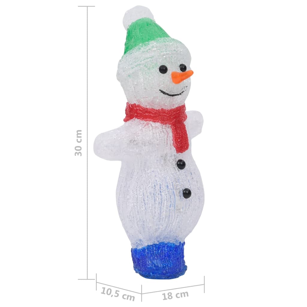 Figure de bonhomme de neige acrylique de Noël LED intérieur et extérieur 30cm