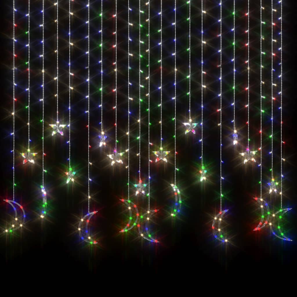 Ster en Maan Kerstverlichting Afstandsbediening 345 LED Kleurrijk