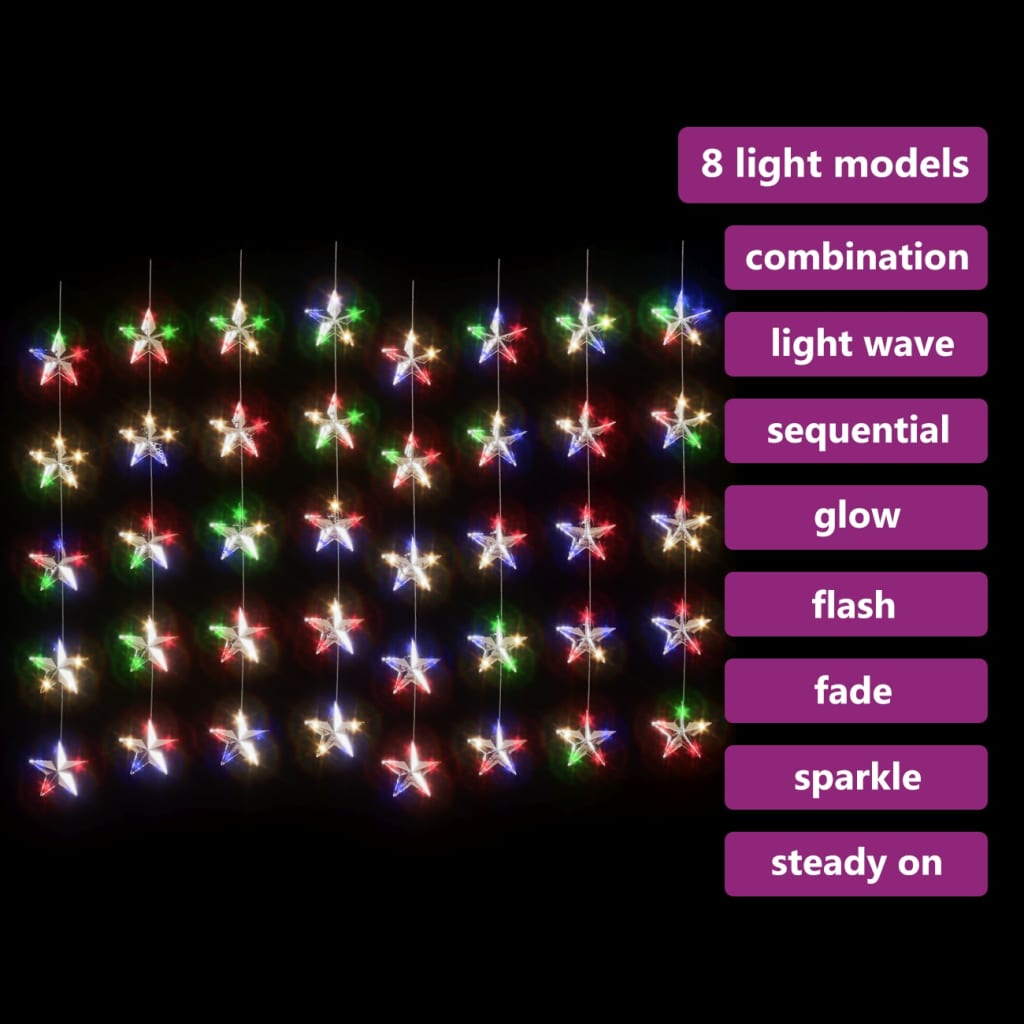 Rideau d'étoiles à LED guirlandes lumineuses 200 LED colorées 8 fonctions