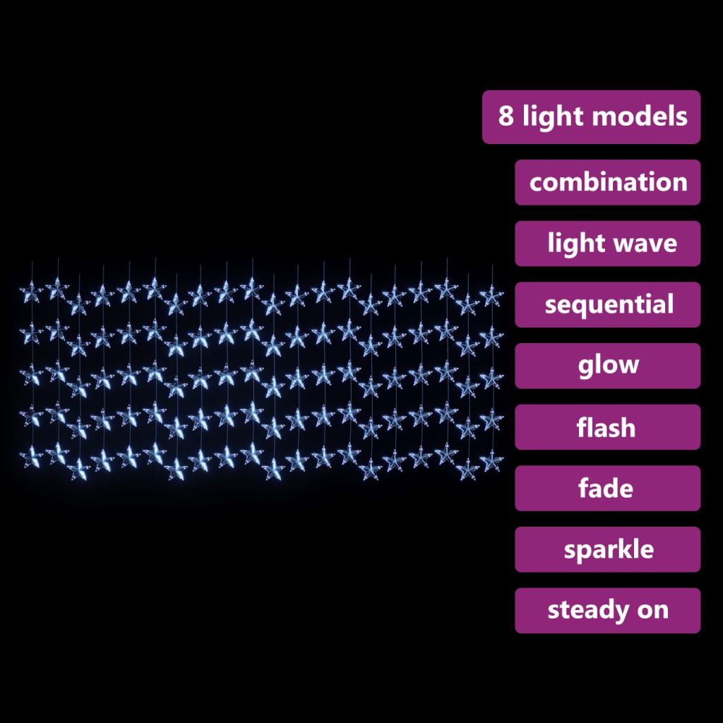 LED Sterrengordijn Kerstverlichting 500 LED Blauw 8 Functies