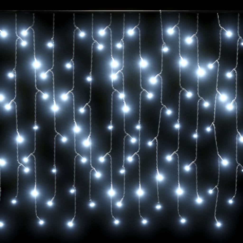 LED Gordijn Ijspegel Verlichting 10m 400 LED Koud Wit 8 Functies