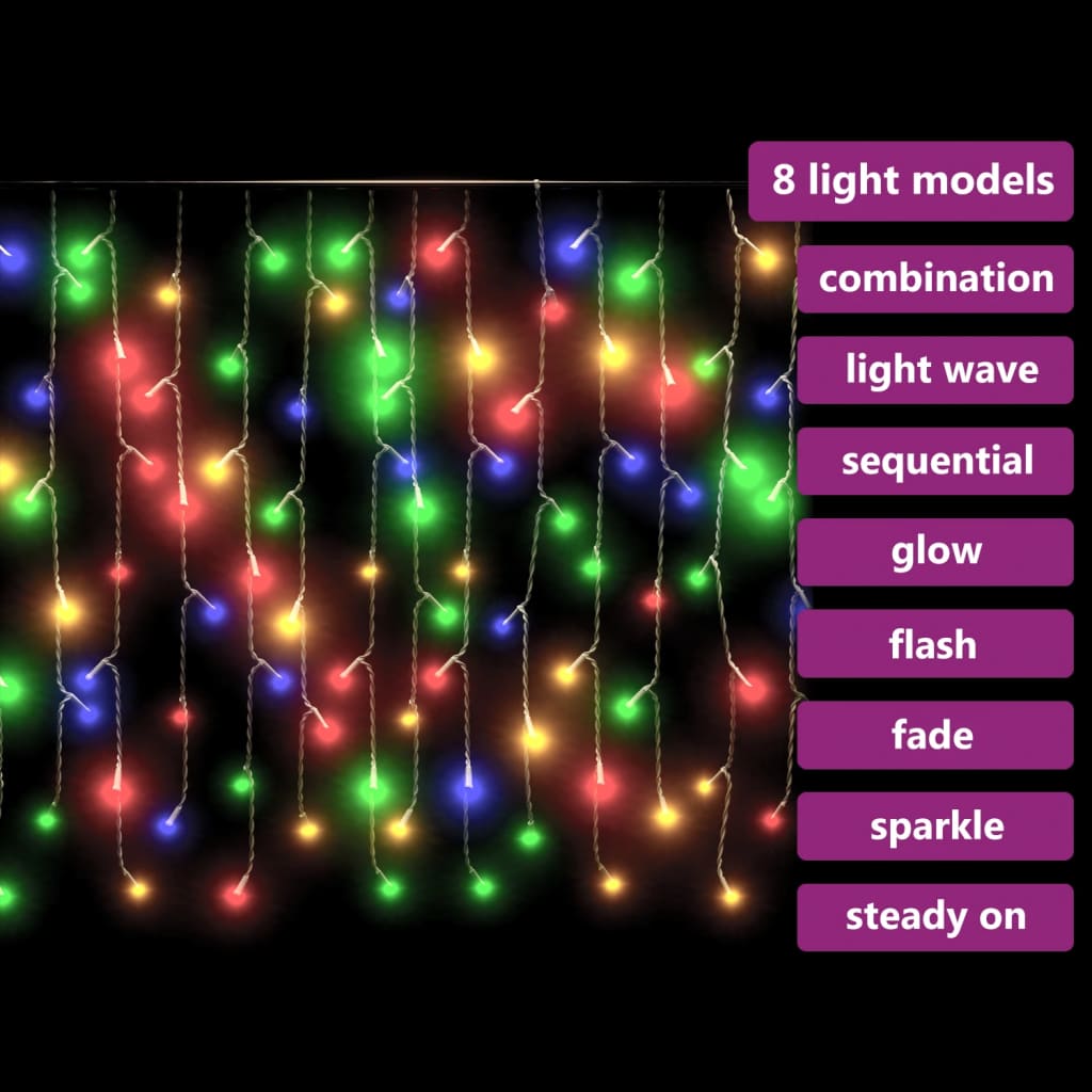 Rideau LED Glaçons 10m 400 LED Coloré 8 Fonction