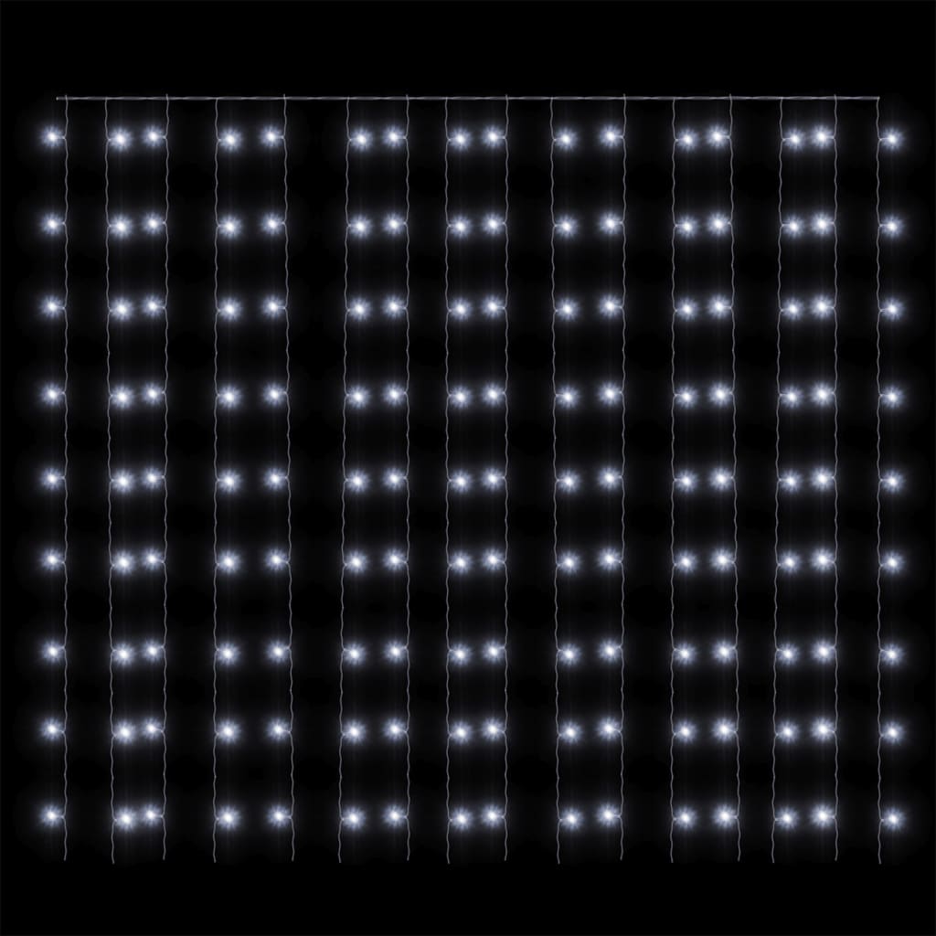 Rideau LED Guirlande Lumineuse 3x3m 300 LED Blanc Froid 8 Fonctions