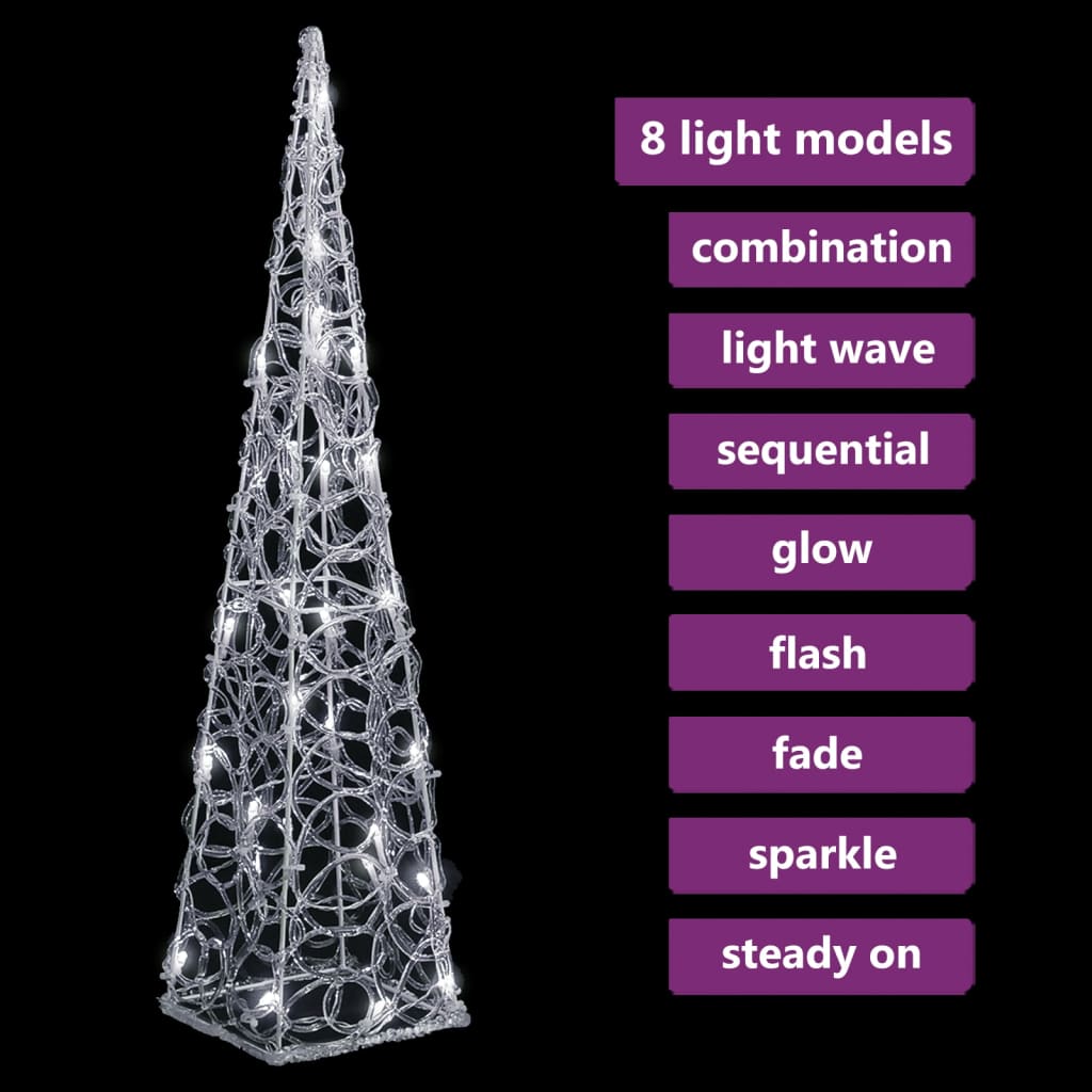 vidaXL Acrylic Decorative LED Light Cone Cold White 60 cm