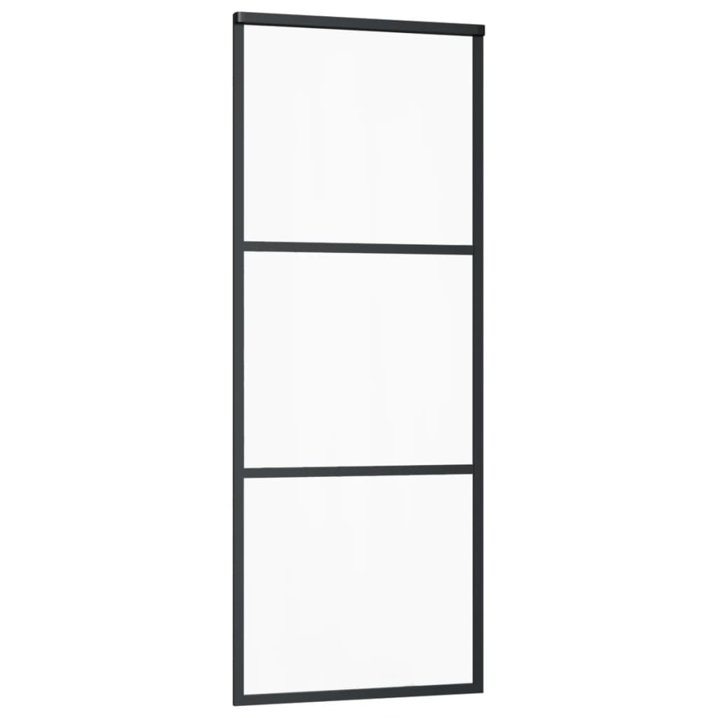 vidaXL Sliding Door ESG Glass and Aluminium 76x205 cm Black